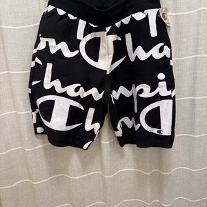 Champion Black T-Shirt with Blue Script Logo